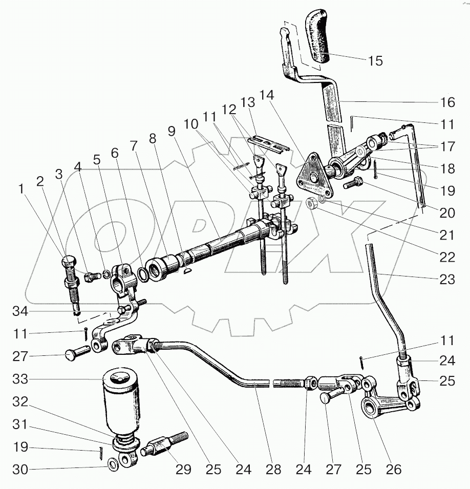Управление задним валом отбора мощности