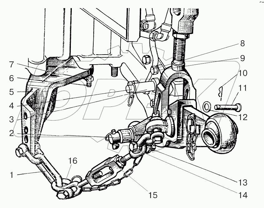 Наружная блокировка нижних тяг