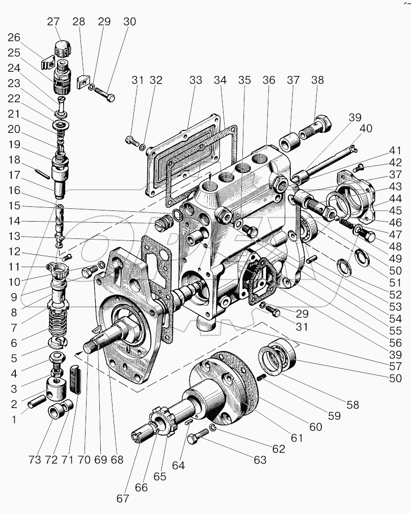 Насос топливный высокого давления 4УТНИ (однорычажный)