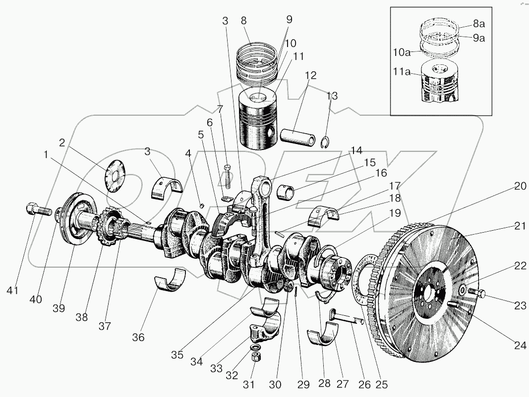 Поршни и шатуны. Вал коленчатый и маховик
