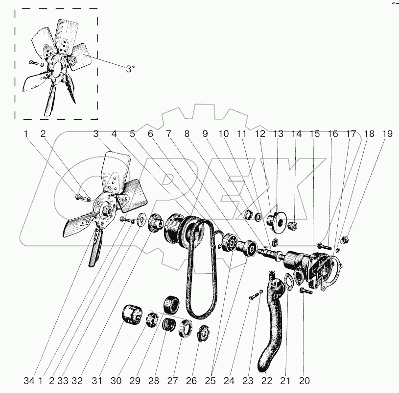 Насос водяной и вентилятор