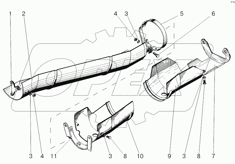 Ограждение карданного вала (820, 892, 920, 952)