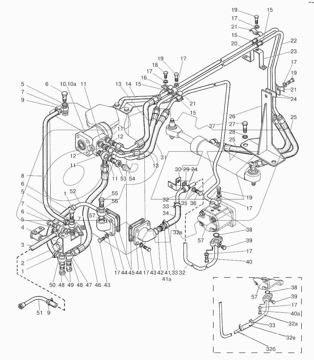Арматура рулевого управления и блокировки дифференциала заднего моста