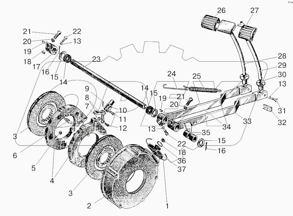 Тормоза рабочие. Управление тормозами