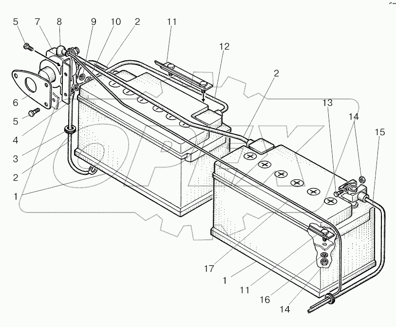 Установка батарей аккумуляторных (24 В)