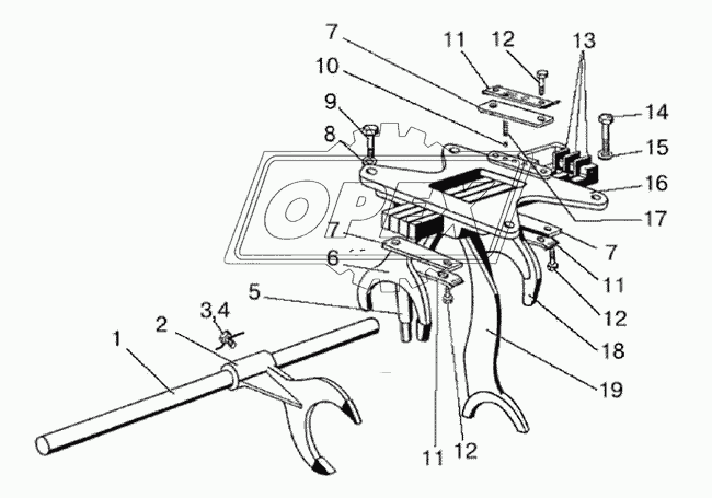 Механизм управления механической КП, корпус вилок