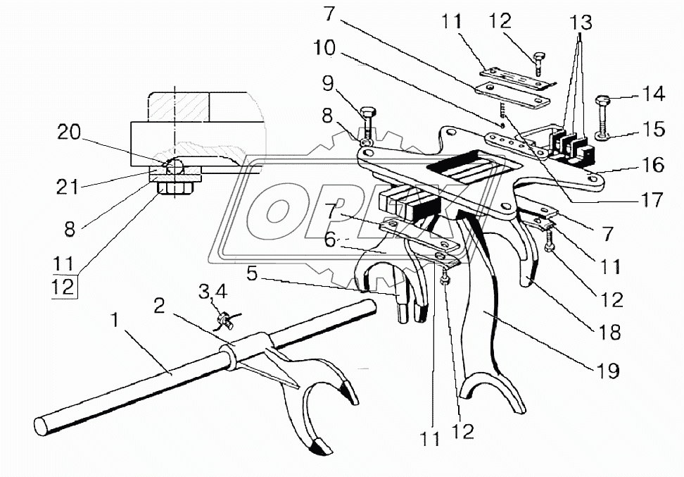 Механизм управления механической КП. Корпус вилок.
