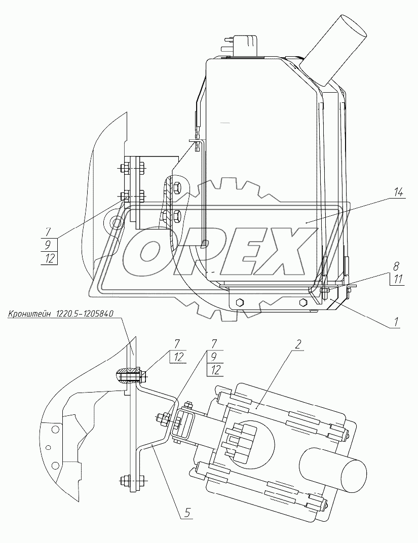 Установка бака системы SCR (1220.5-1201010)