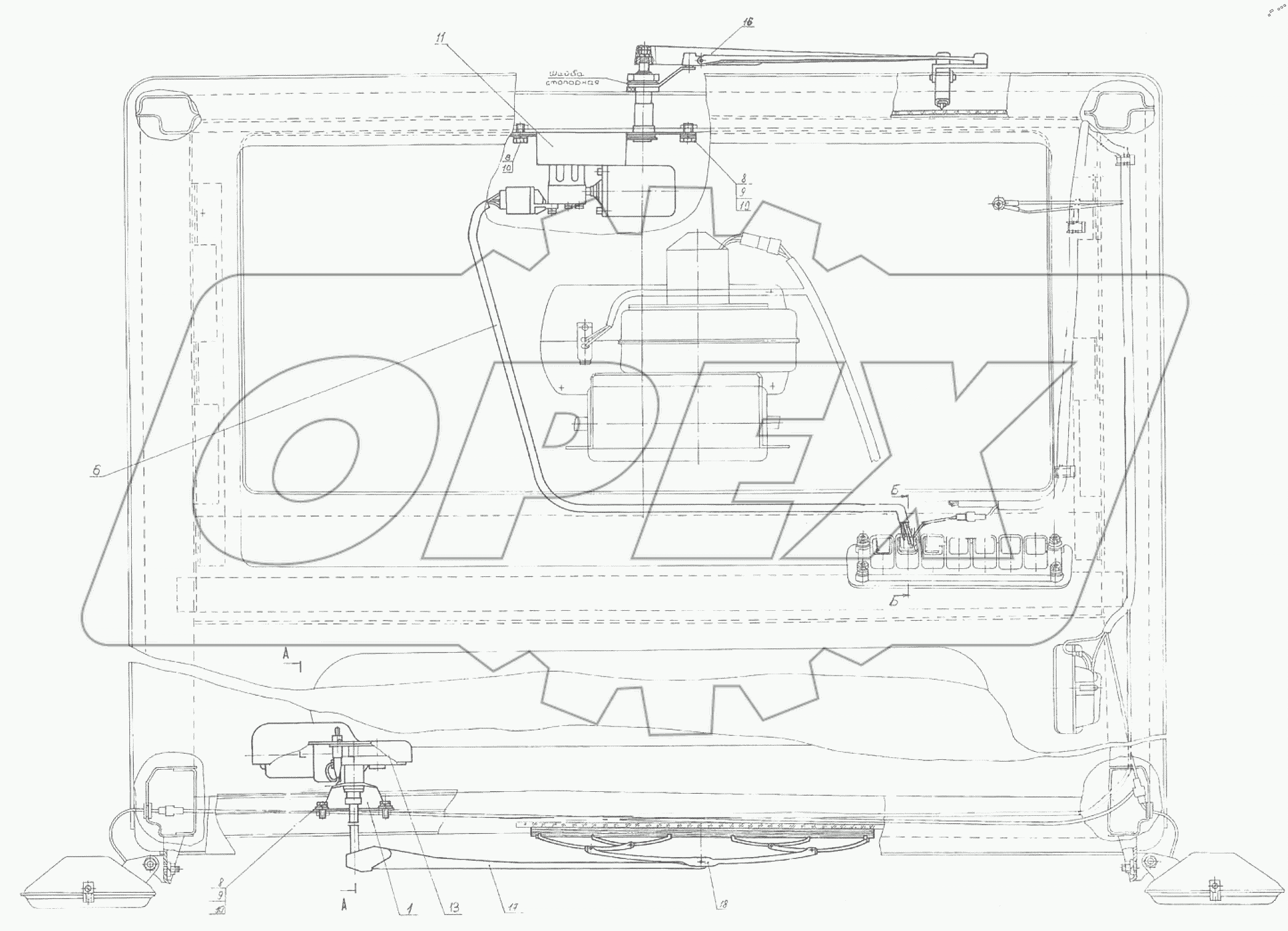  Установка стеклоочистителя 1221.6-5205010