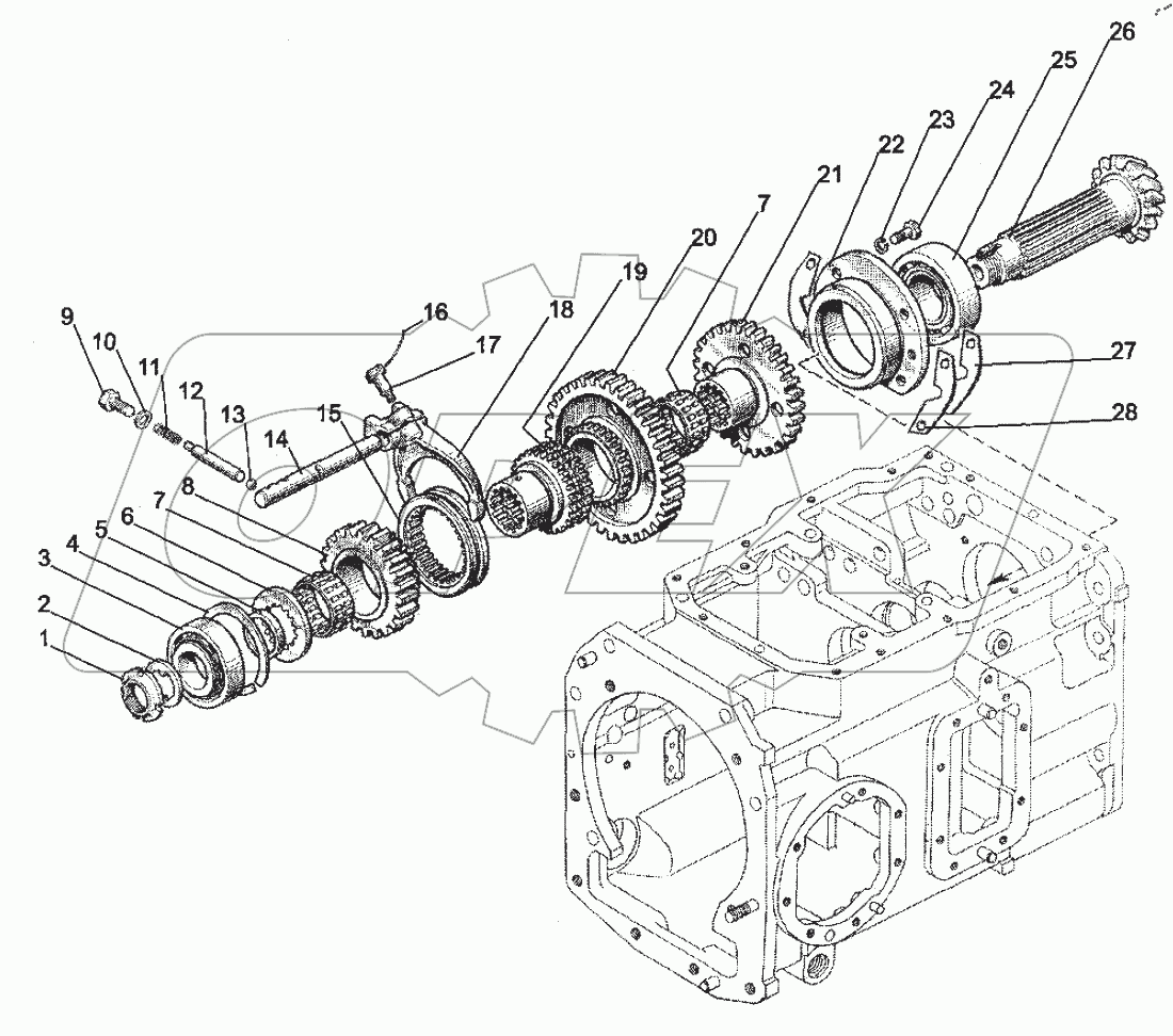  Вал вторичный (16F+8R)