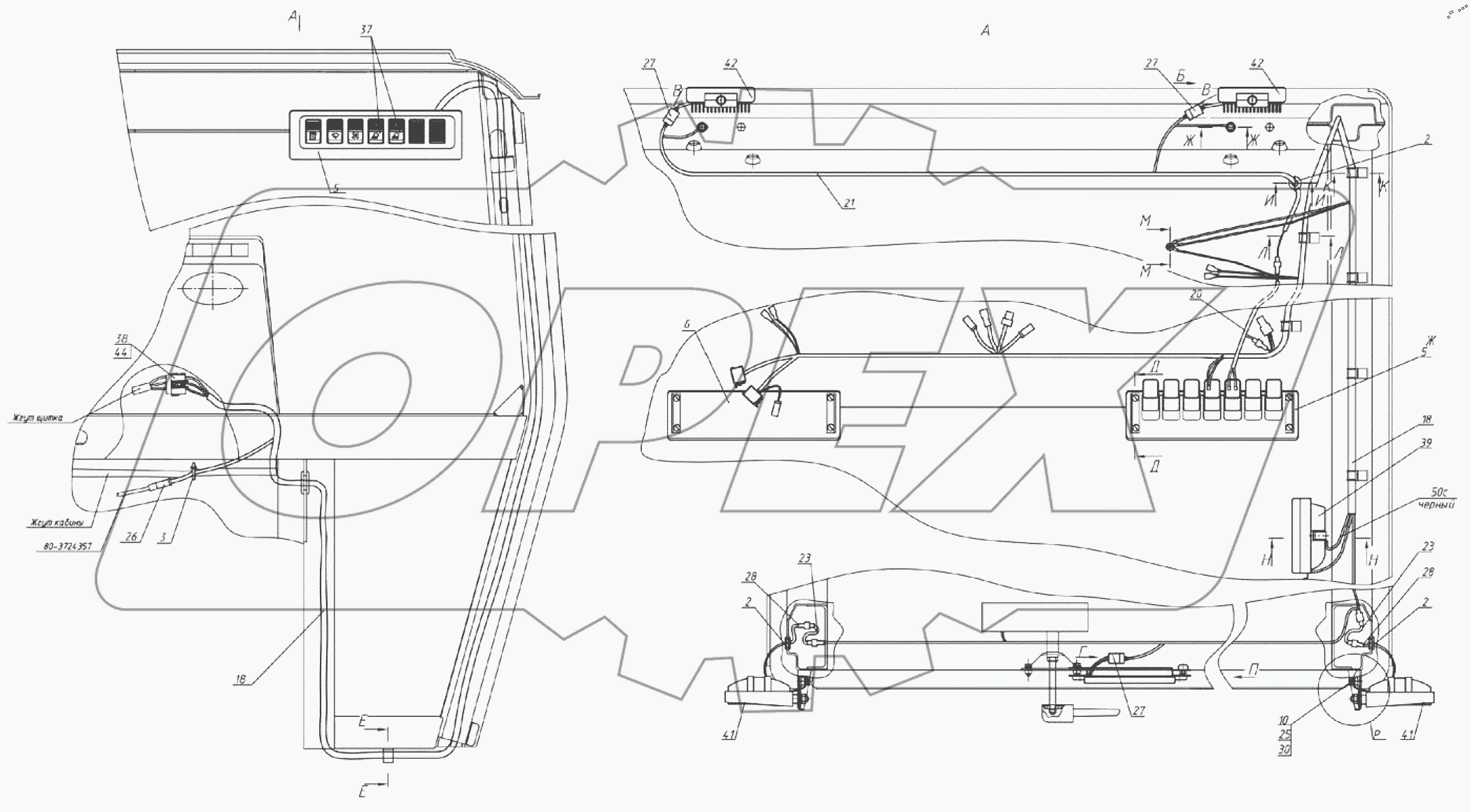  Электрооборудование крыши 1221.6Е-3700110