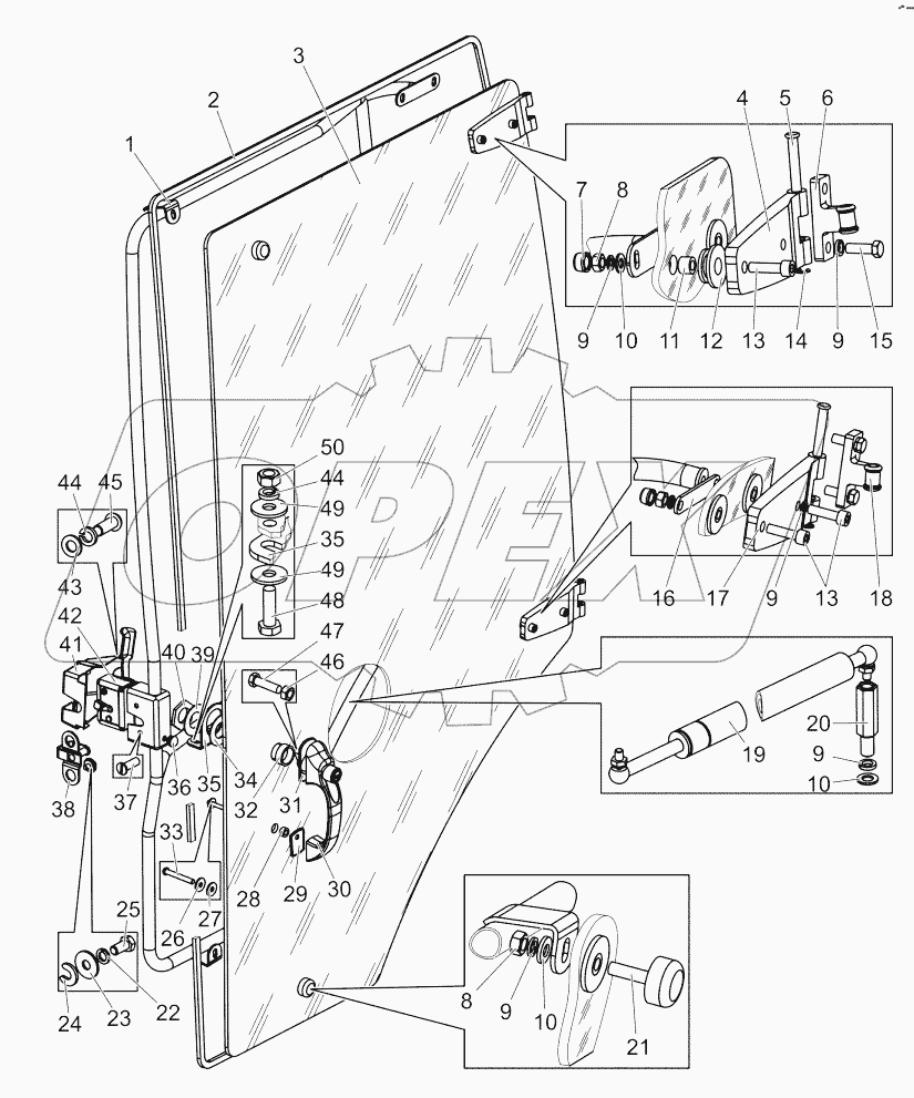  Дверь левая. Стекло. Запорное устройство
