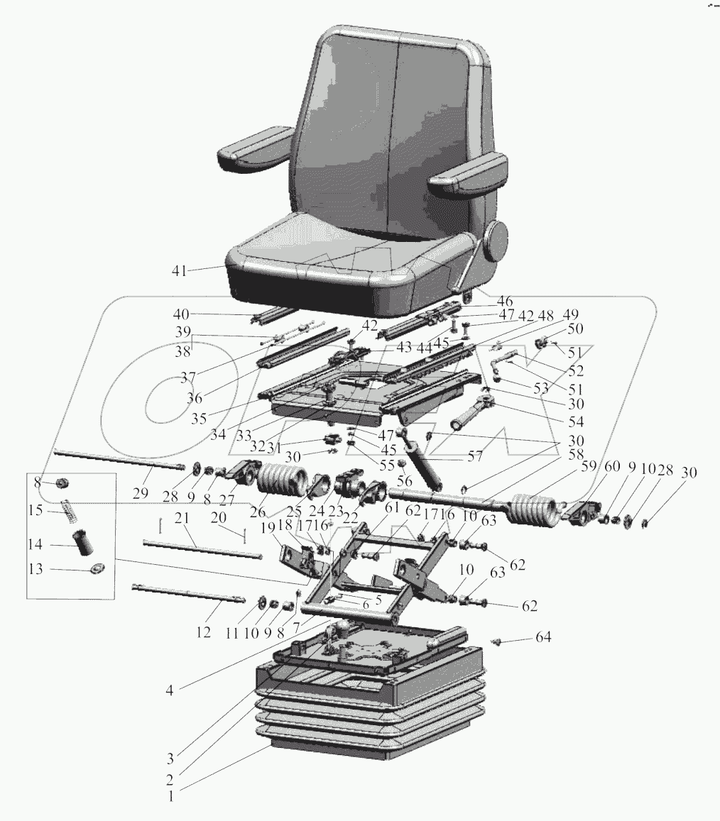  Сиденье оператора. Салазки. Подвеска