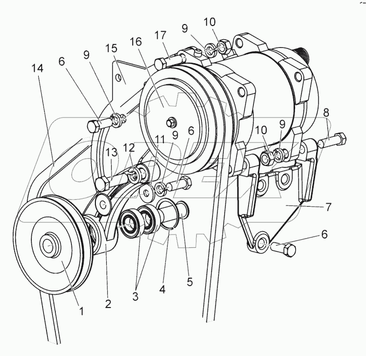  Компрессор кондиционера с приводом. Рычаг натяжной