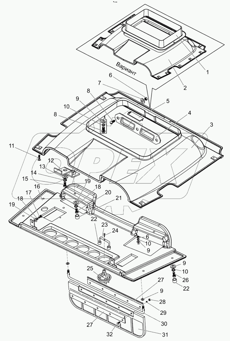  Установка верхнего пояса. Панель. Козырек