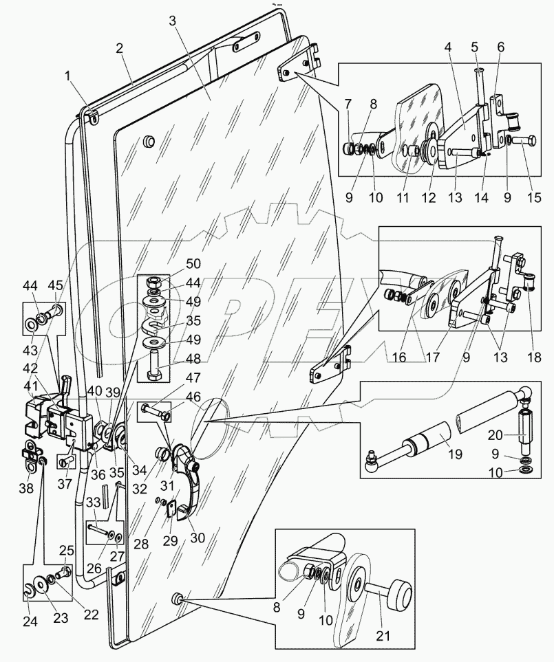  Дверь левая. Стекло. Запорное устройство
