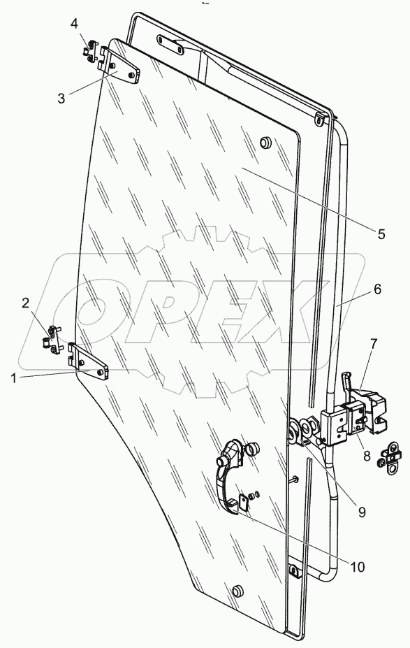  Дверь правая. Стекло. Запорное устройство