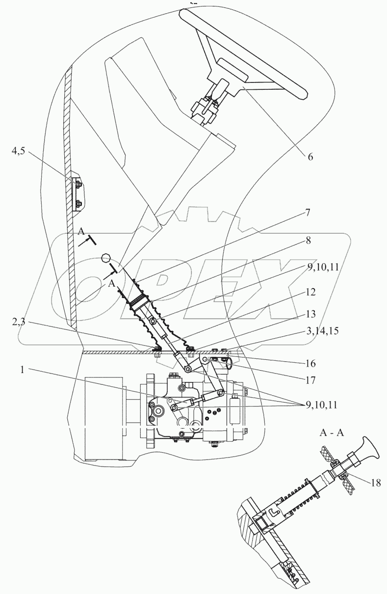  Привод поворота рулевой