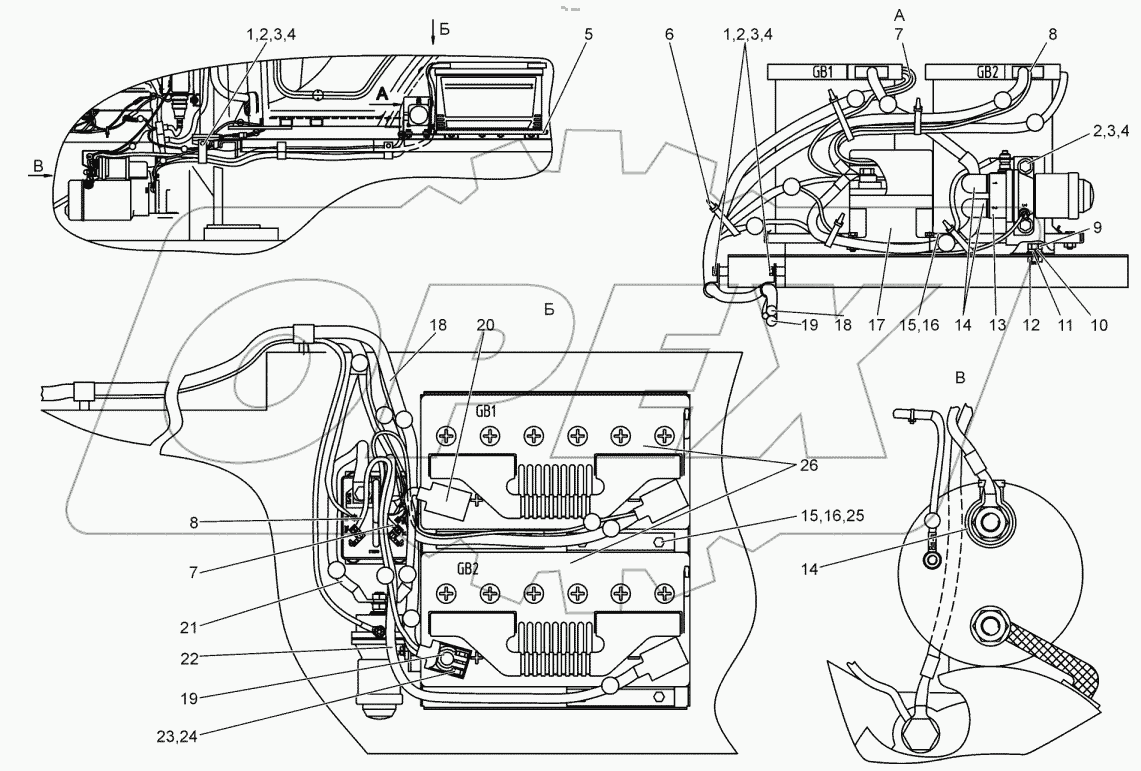  Установка батарей аккумуляторных