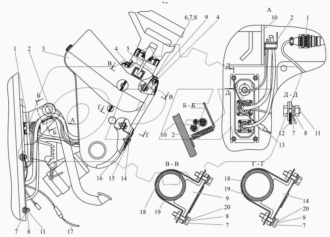  Установка щитка приборов