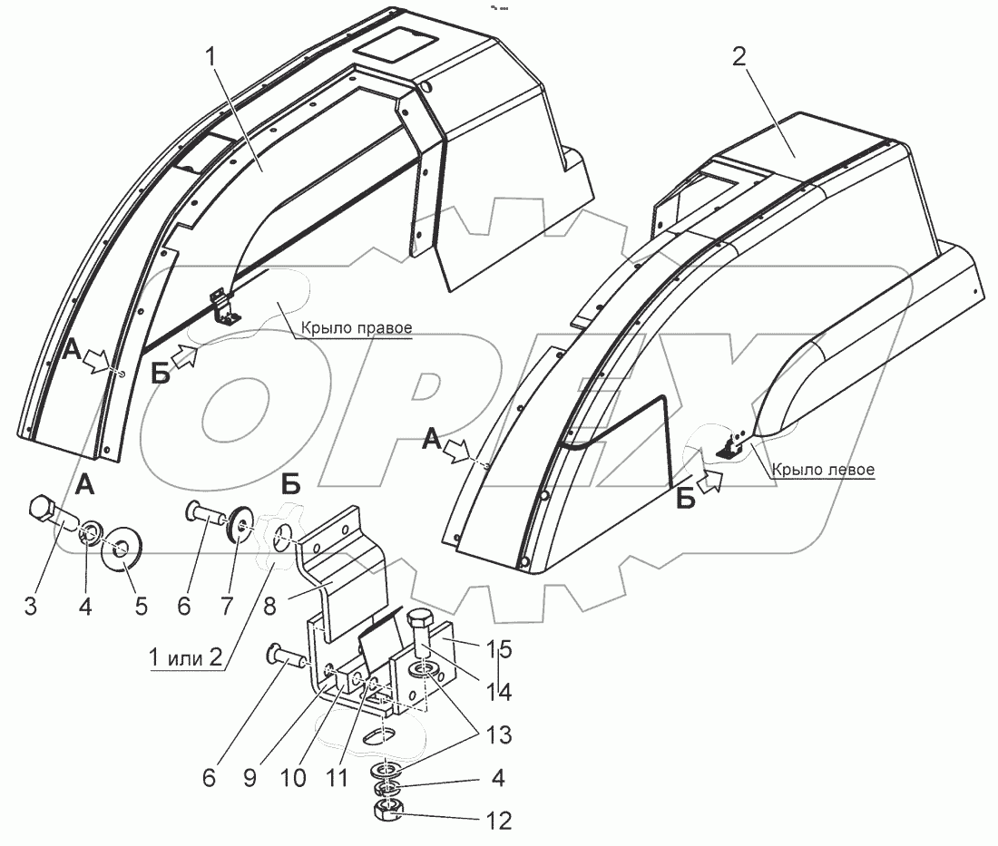  Установка крыльев и упоров