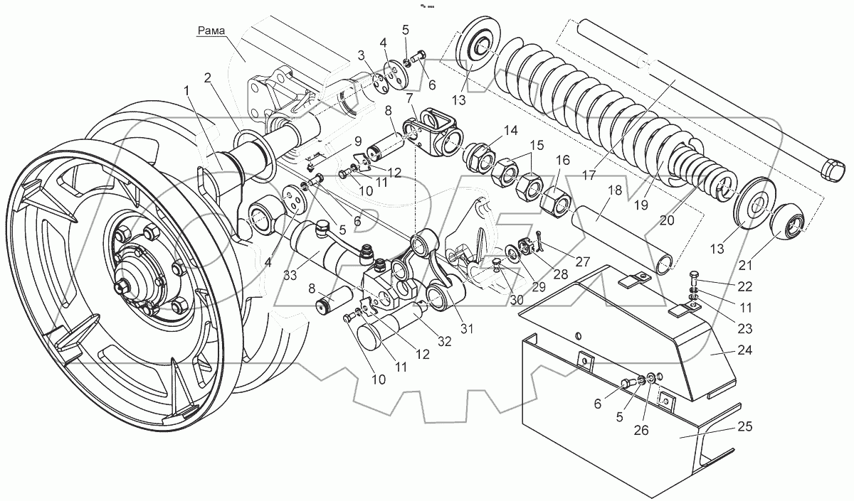  Механизм натяжения гусеницы. Амортизатор. Кожух