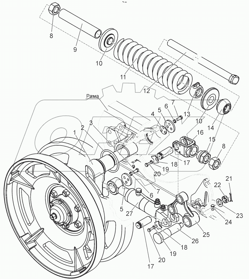  Механизм натяжения гусеницы. Амортизатор