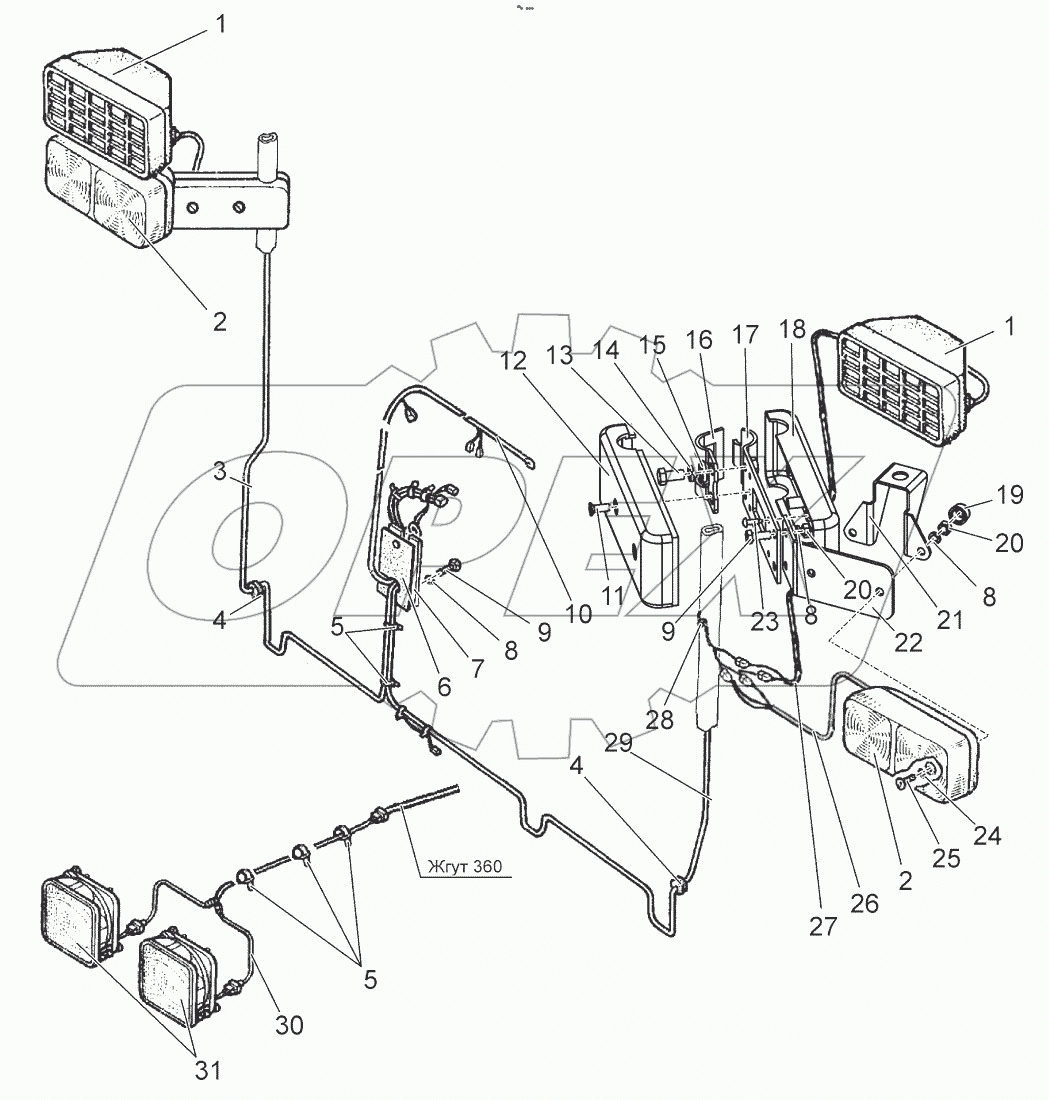  Установка фонарей передних и фар дорожных
