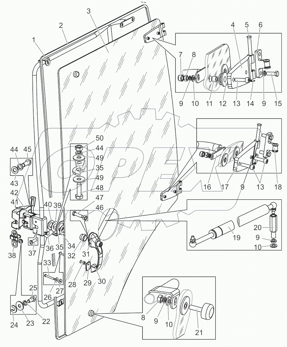  Дверь левая. Стекло. Запорное устройство
