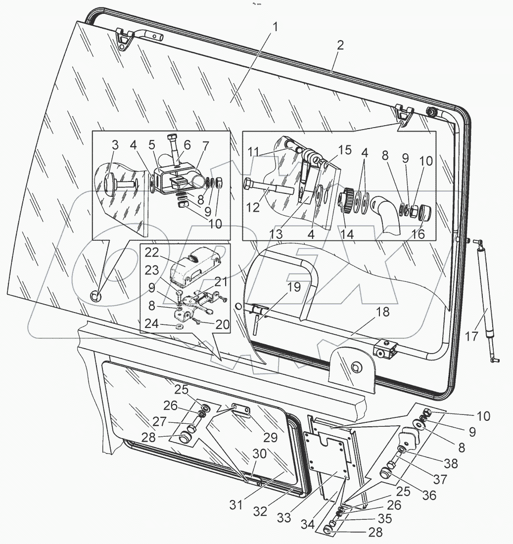  Стекло заднее. Установка панели