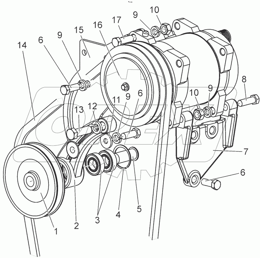 Компрессор кондиционера с приводом. Рычаг натяжной