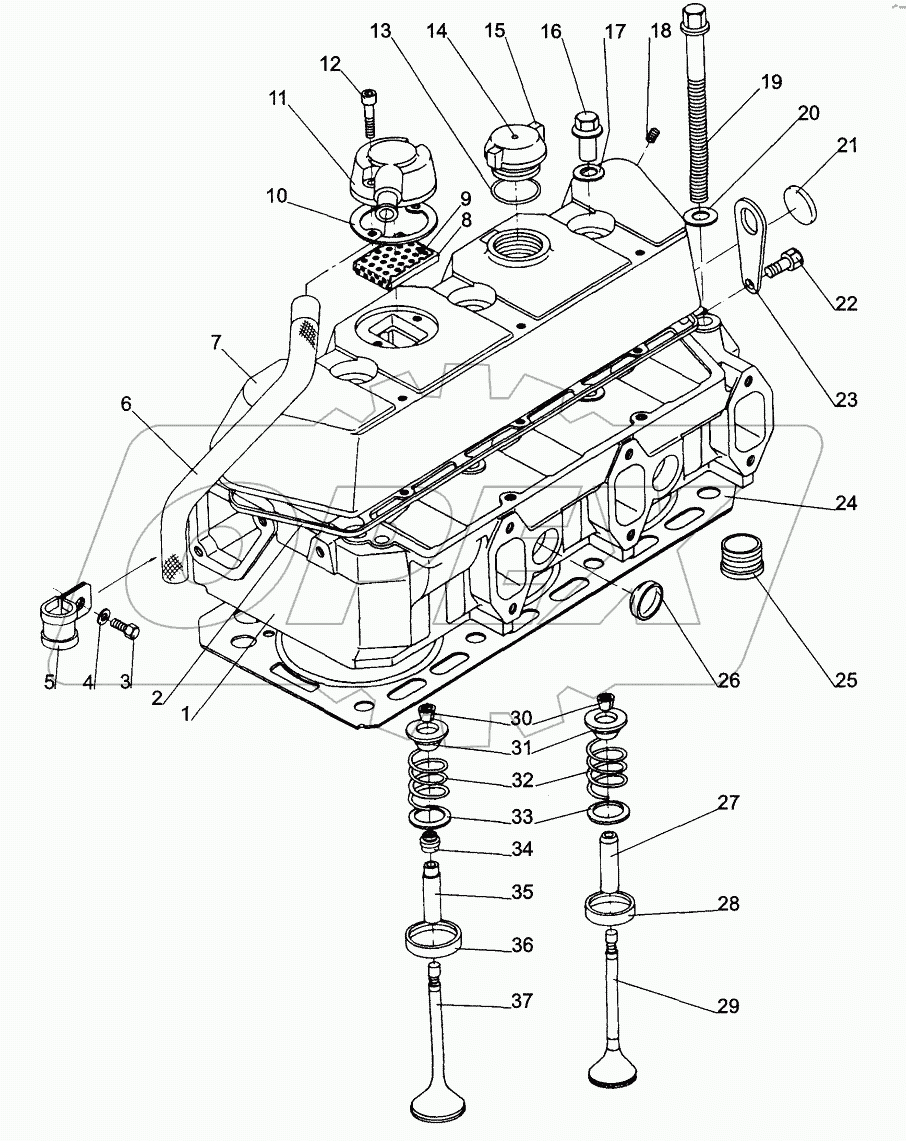  Головка цилиндров, клапаны;Cylinder Head, Valves