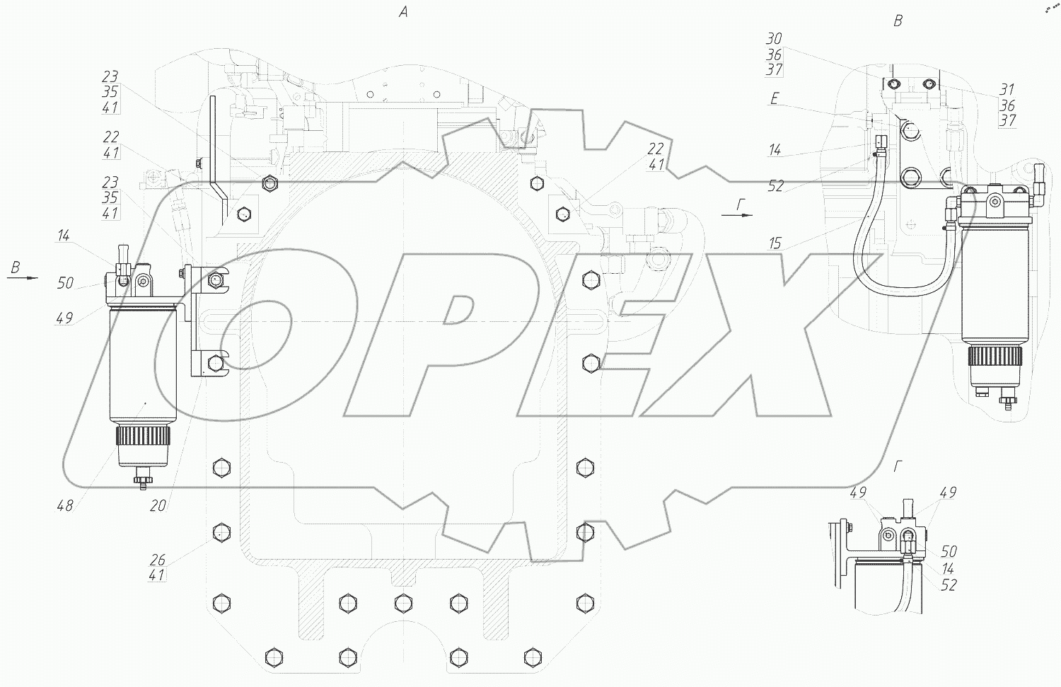  Установка двигателя 3522С-1001001