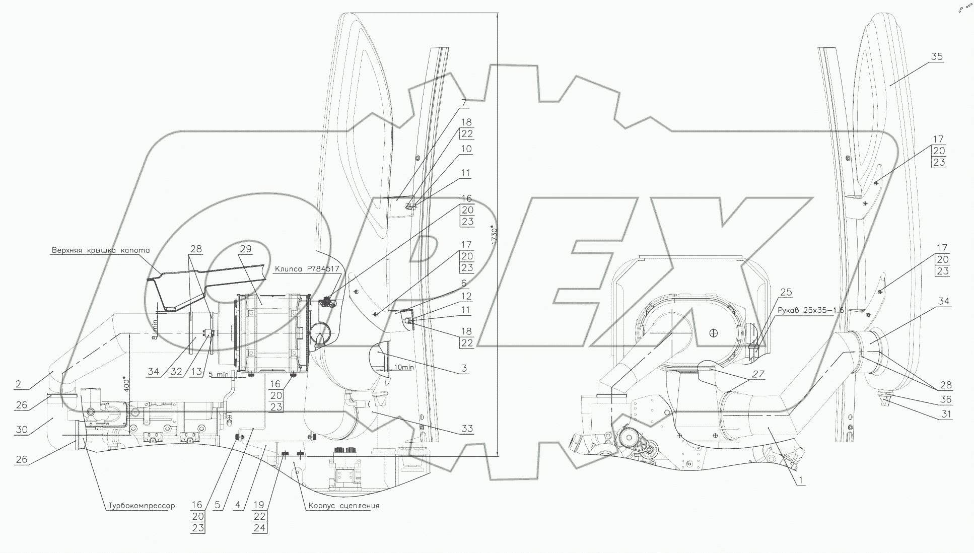  Установка воздухоочистителя 3022С-1109125