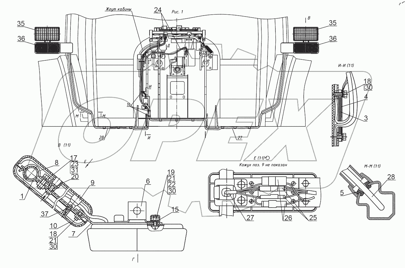  Установка фонарей передних 925-3700025-02