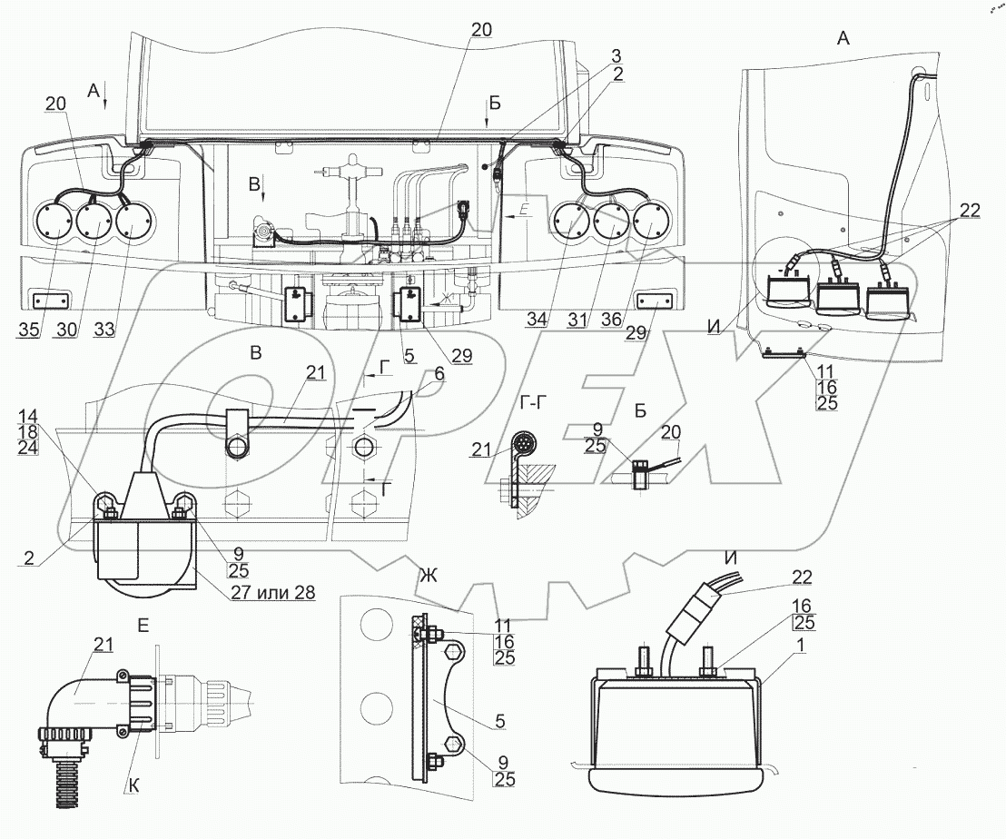  Установка фонарей задних 3522-3700060