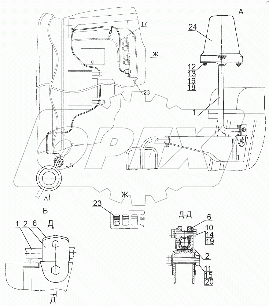  Установка маяка сигнального 2522-3738010-01