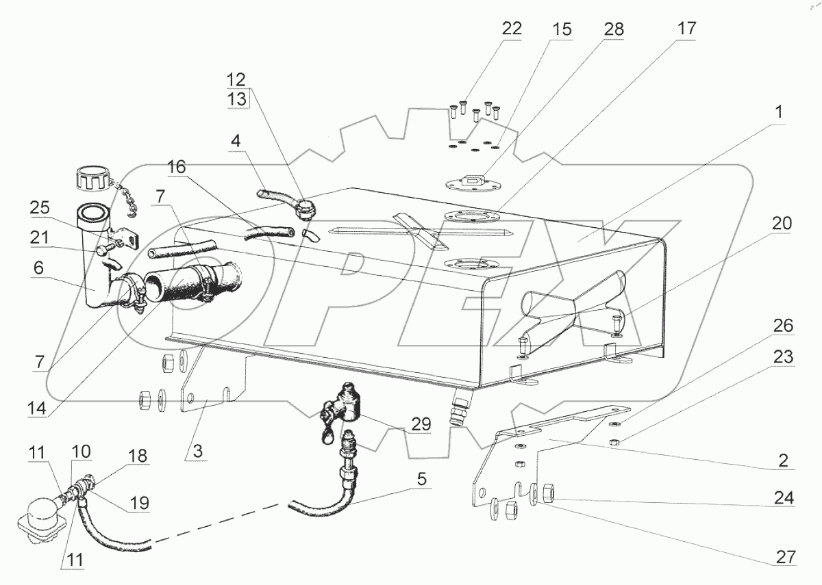  Бак топливный 320Р-1101000, 320Р-1101000-01