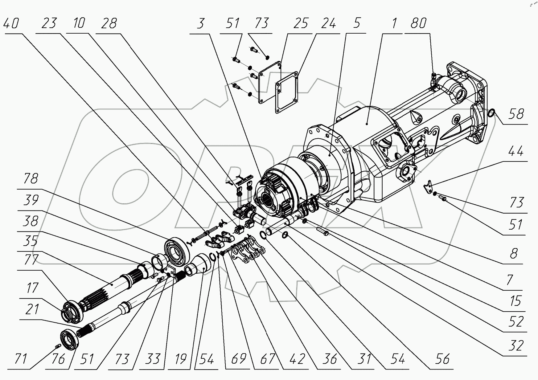  Привод заднего ВОМ