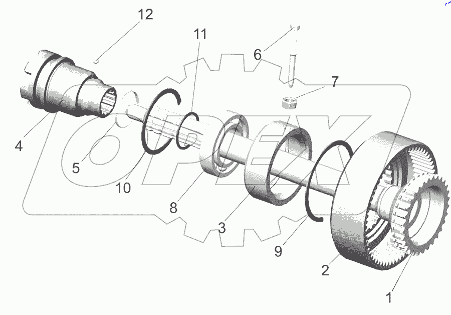  Вал отбора мощности задний