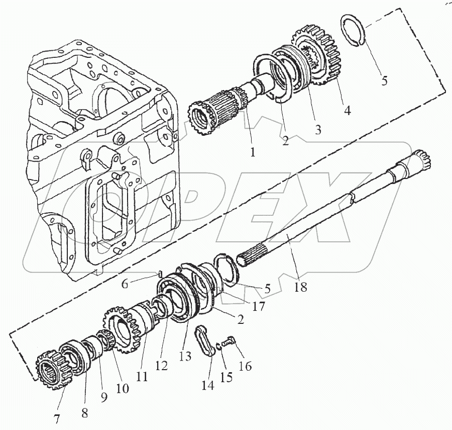  Вал блока шестерен