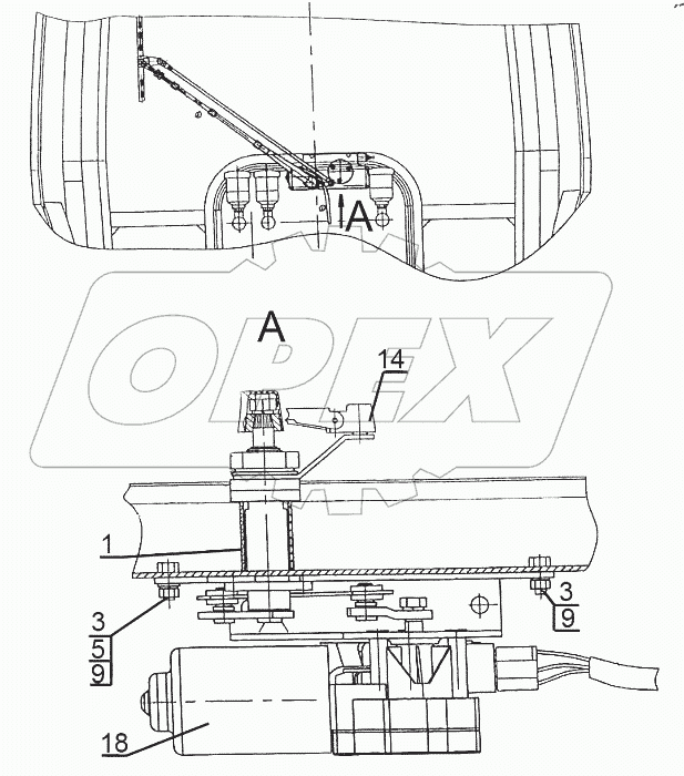  Установка переднего стеклоочистителя 923-5205010