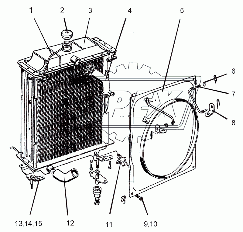 Радиатор водяной, подвеска радиатора, шланги системы охлаждения