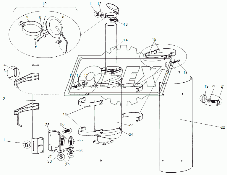 Крепление глушителя