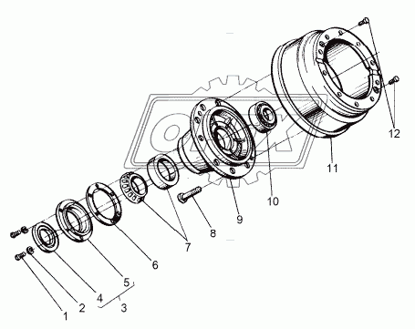 Ступица с барабаном и подшипниками 6923-3103006-01