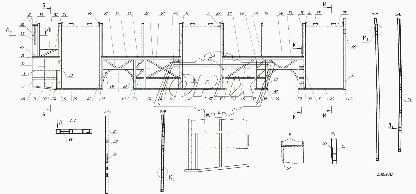 5299-5401010 – Каркас правой боковины