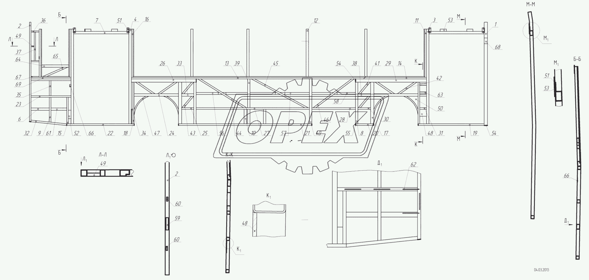 5299-01-5401010 – Каркас правой боковины