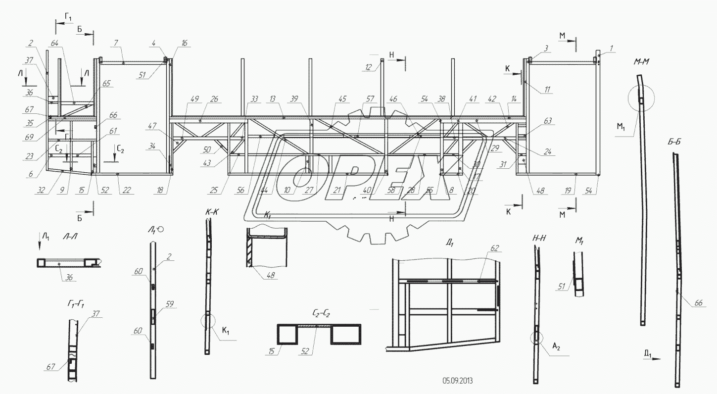 5299-113-5401010 – Каркас правой боковины