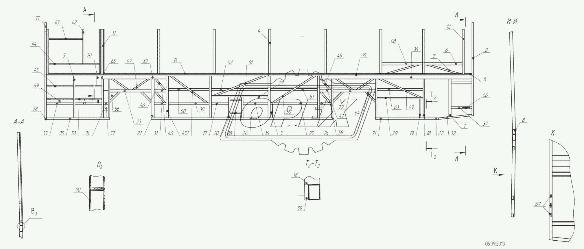 5299-102-5401011 – Каркас левой боковины