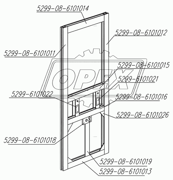 Каркас двери задней 5299-08-6101010СБ